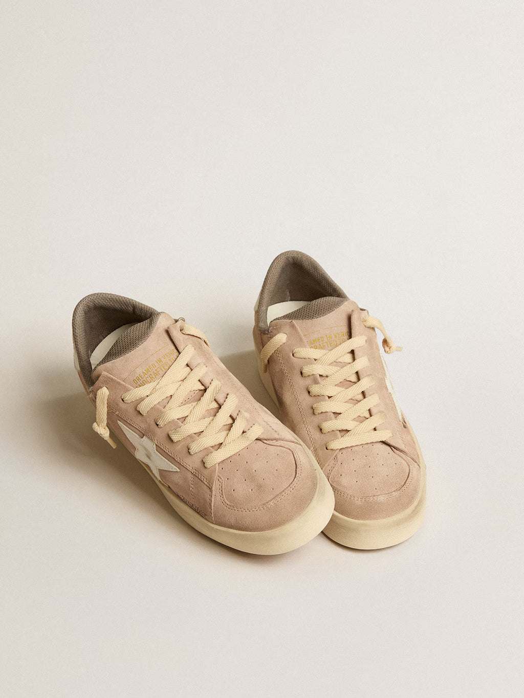 Golden Goose Stardan in old rose suede with white leather star and heel tab