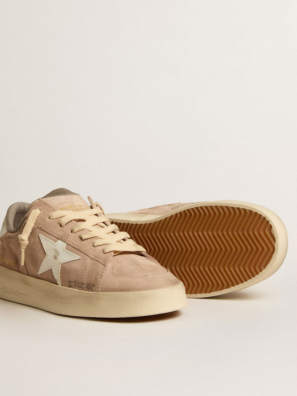 Golden Goose Stardan in old rose suede with white leather star and heel tab