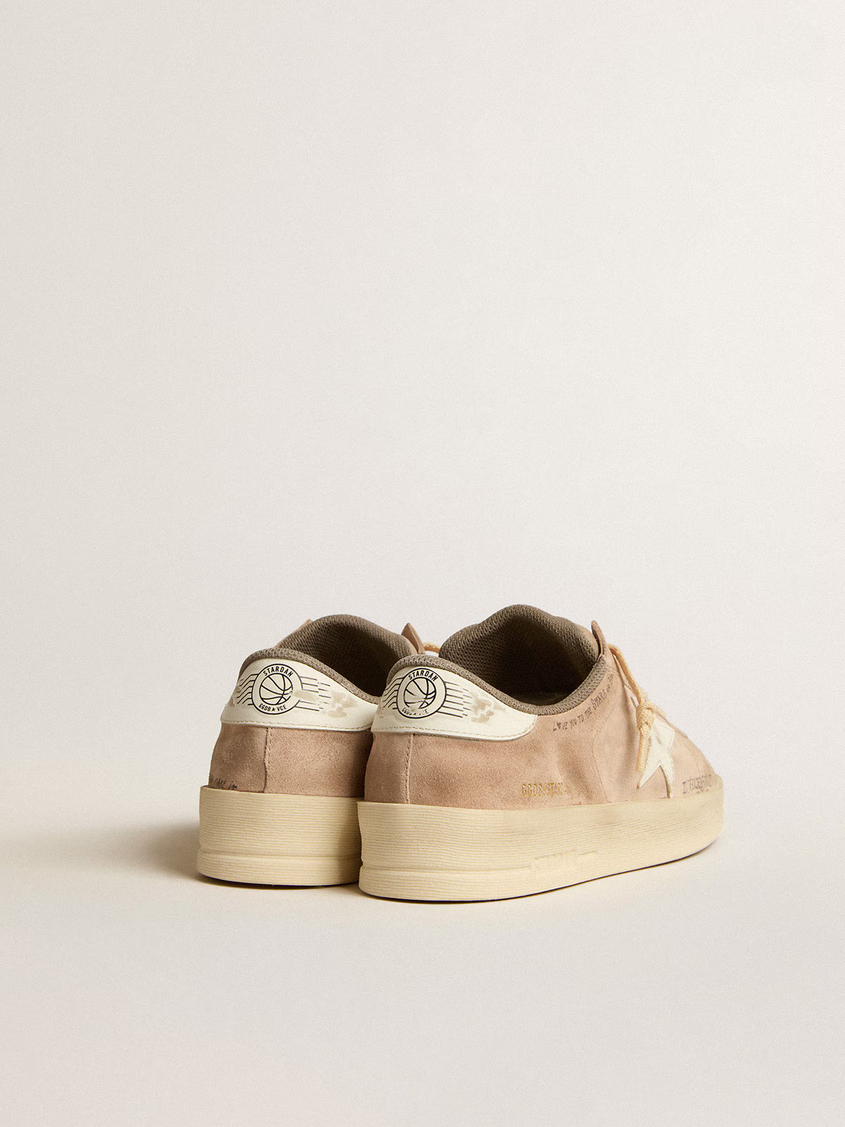 Golden Goose Stardan in old rose suede with white leather star and heel tab