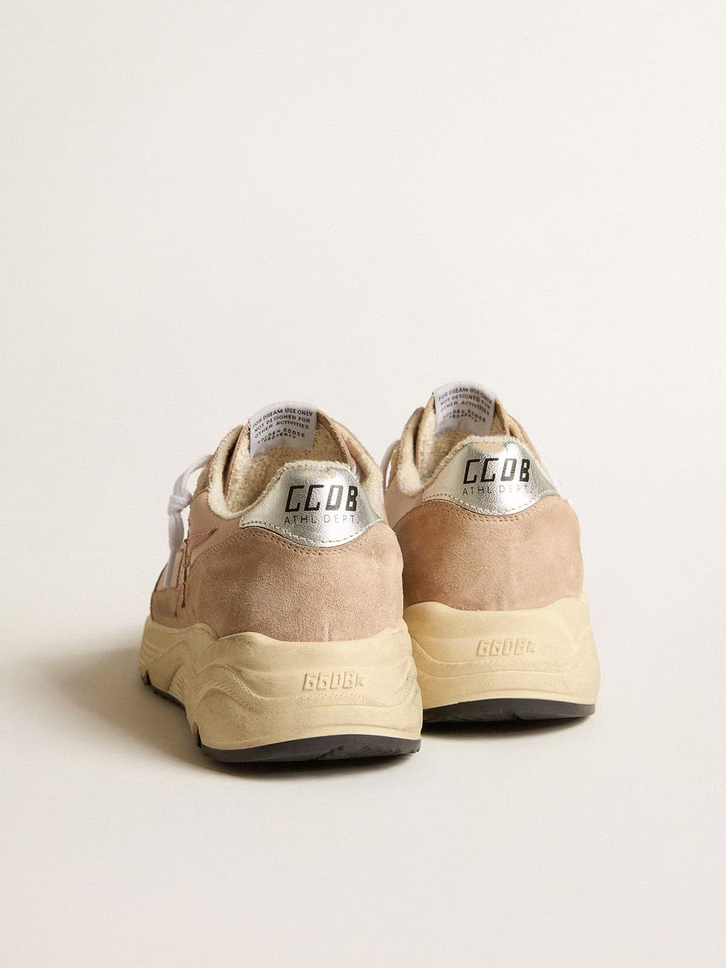 Golden Goose Running Sole in mesh and suede with pink star and silver heel tab