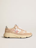 Golden Goose Running Sole in mesh and suede with pink star and silver heel tab