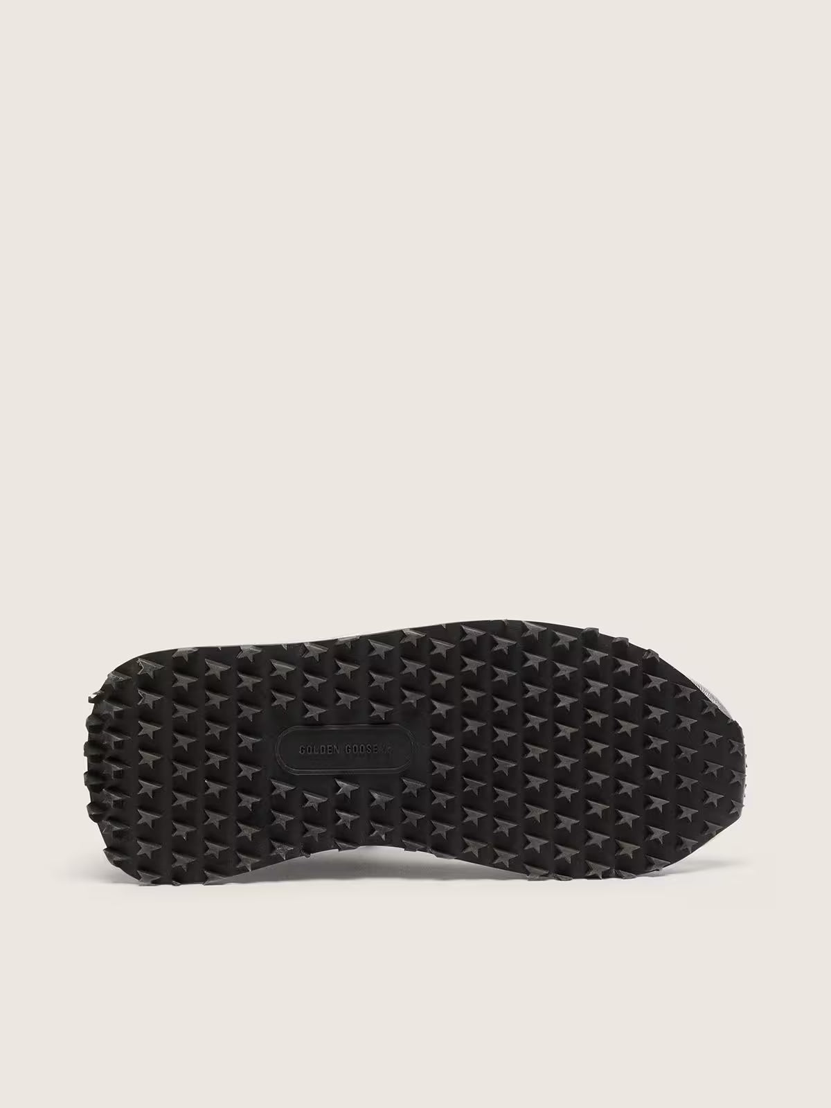 Golden Goose Marathon with silver ripstop nylon upper and gold star