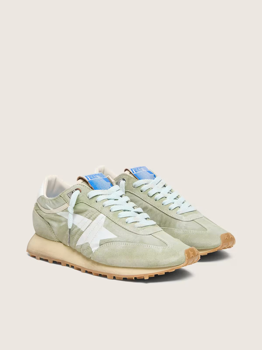 Golden Goose Marathon in sage-green nylon with white star