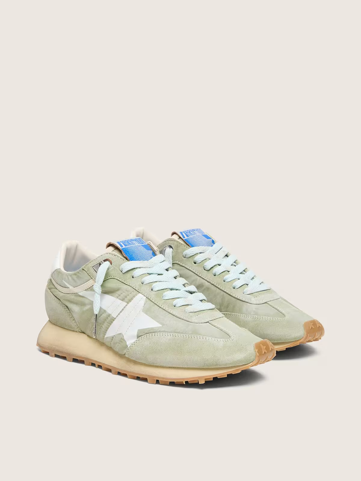 Golden Goose Marathon in sage-green nylon with white star