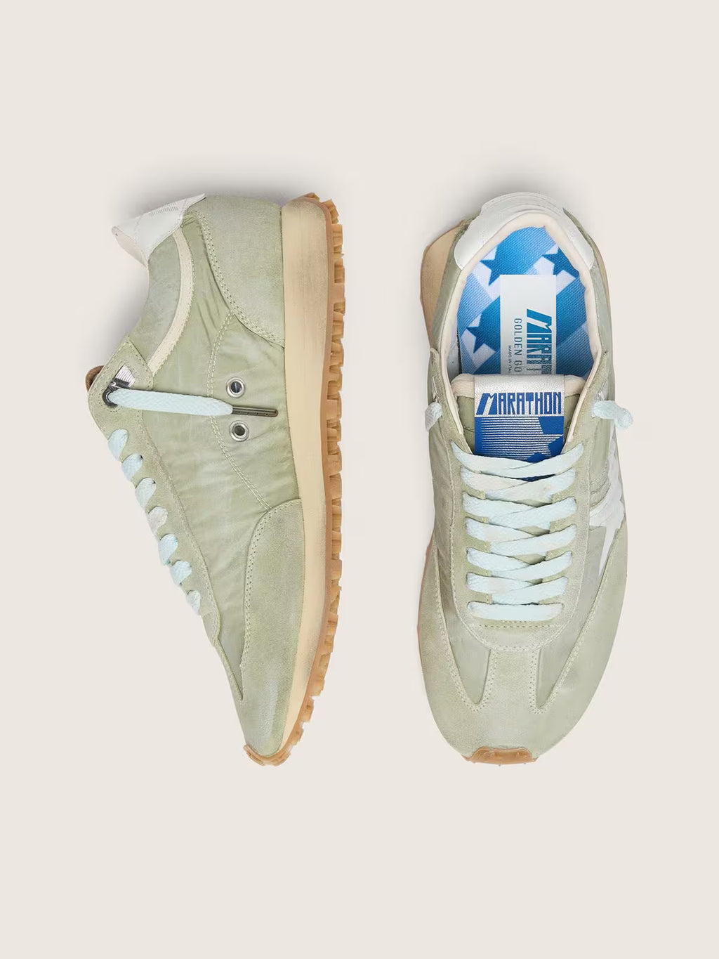 Golden Goose Marathon in sage-green nylon with white star