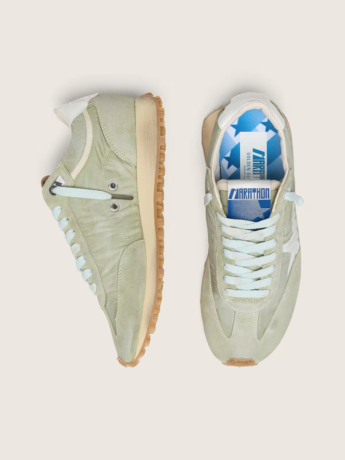 Golden Goose Marathon in sage-green nylon with white star