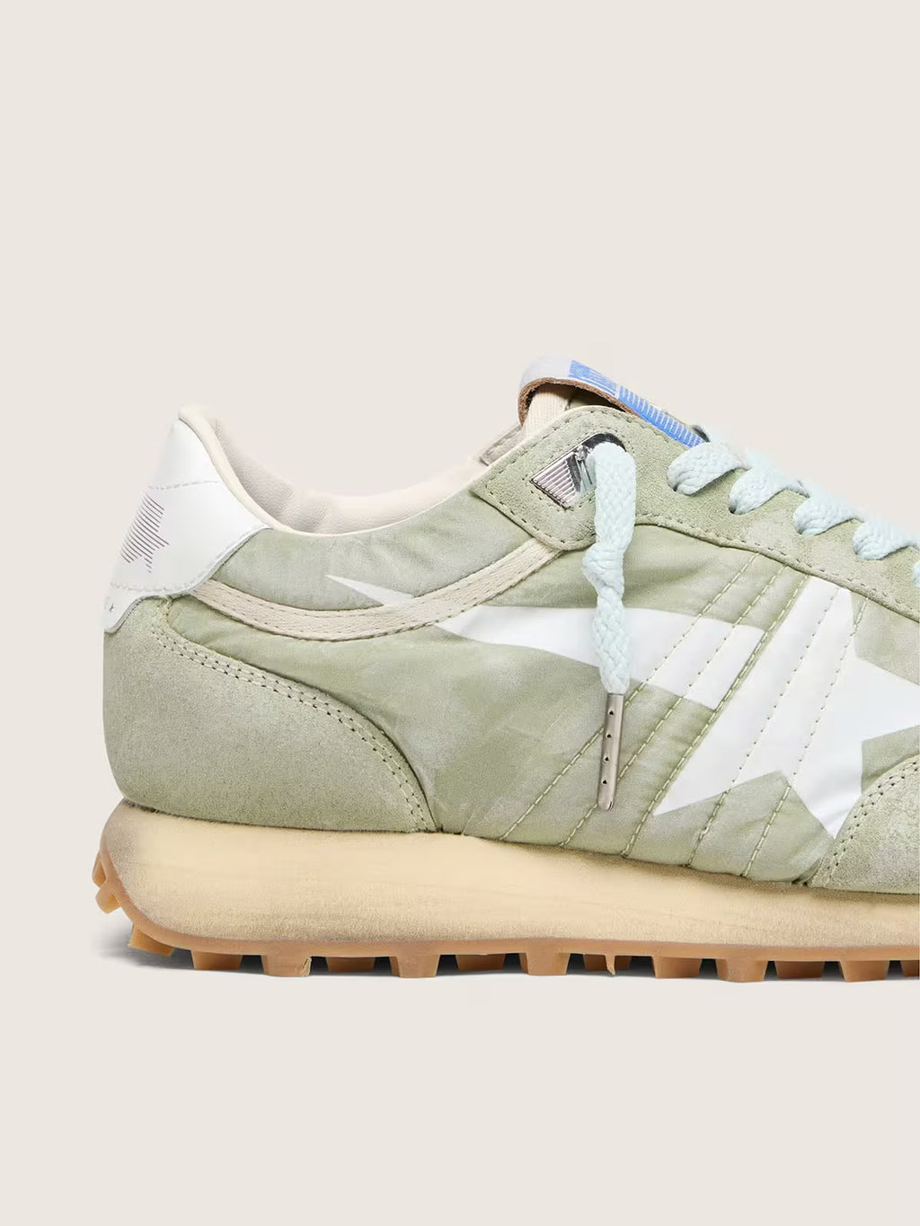 Golden Goose Marathon in sage-green nylon with white star