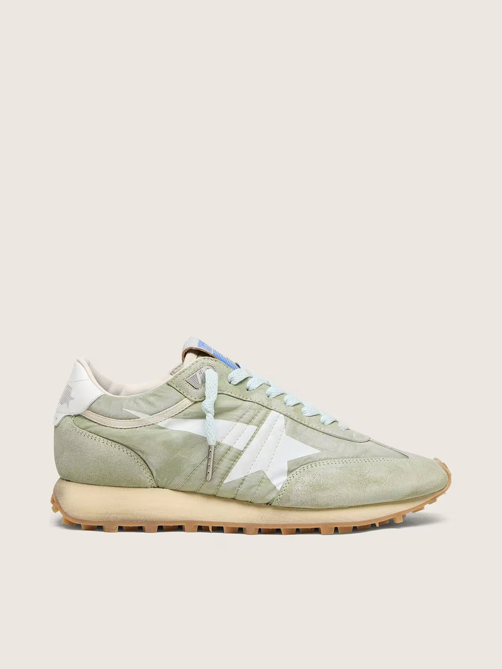 Golden Goose Marathon in sage-green nylon with white star