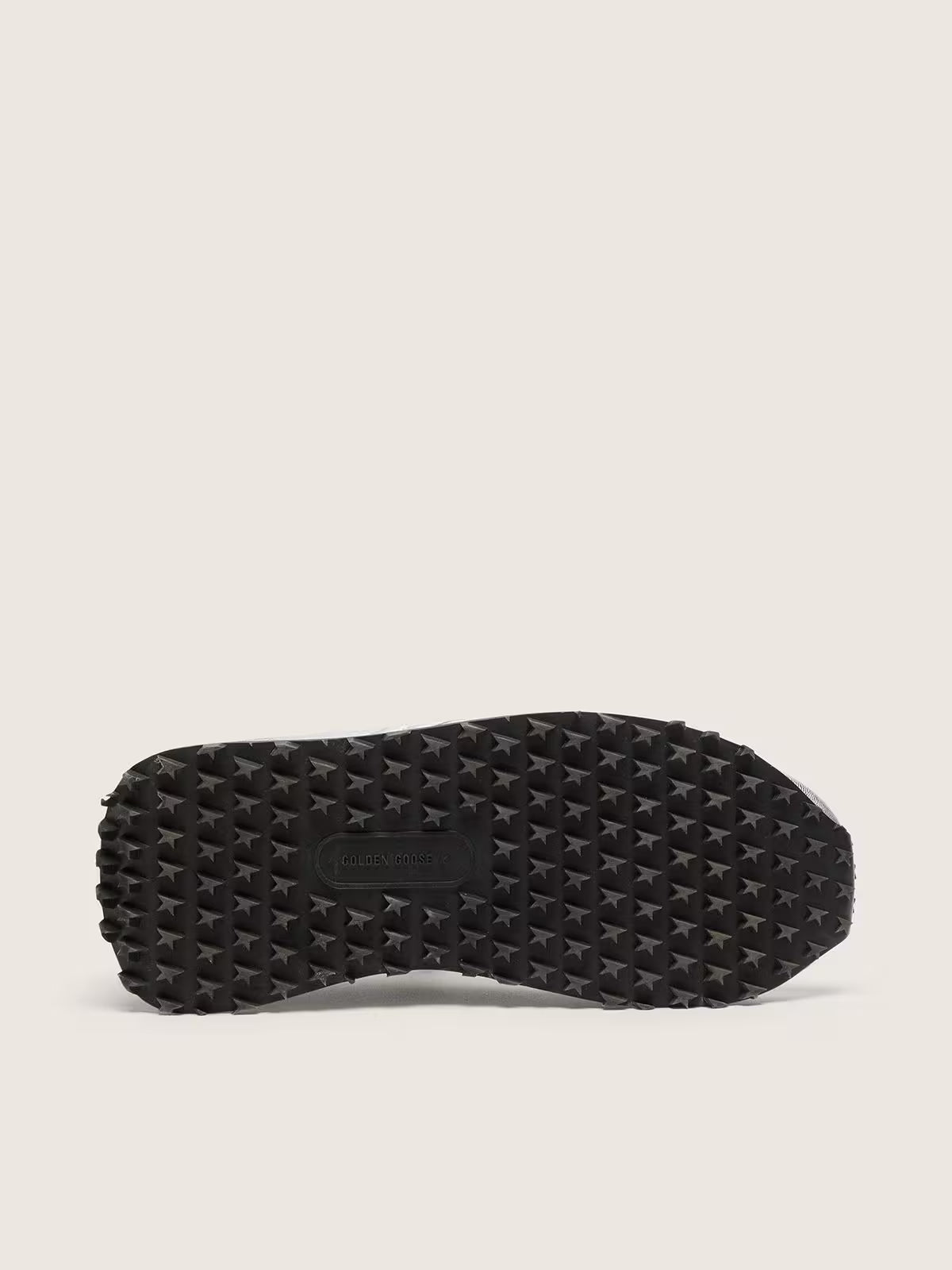 Golden Goose Marathon with silver ripstop nylon upper and black star