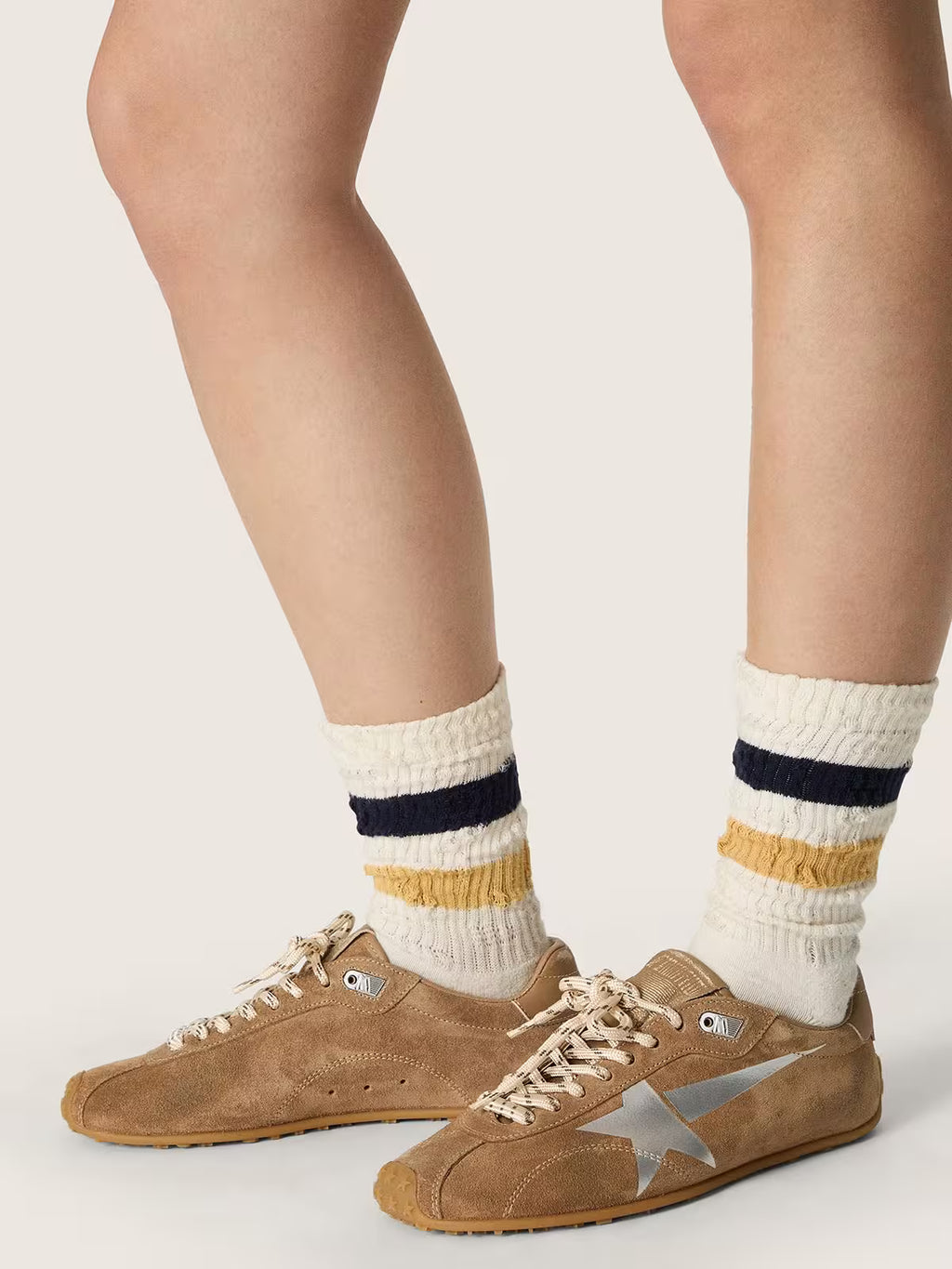 Golden Goose Marathon Speed with tobacco suede upper and silver star