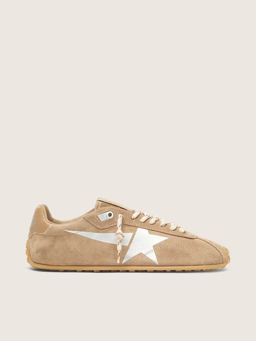 Golden Goose Marathon Speed with tobacco suede upper and silver star