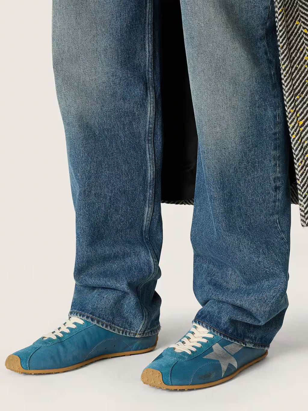Golden Goose Marathon Speed in blue nappa with printed star and silver leather heel tab
