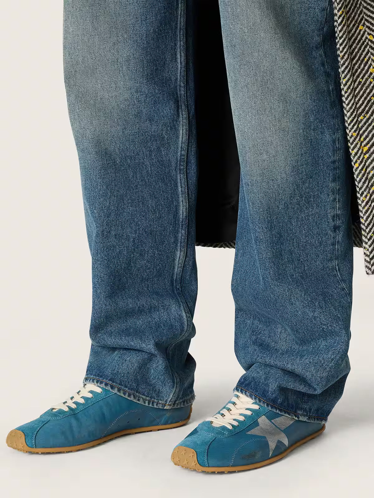Golden Goose Marathon Speed in blue nappa with printed star and silver leather heel tab