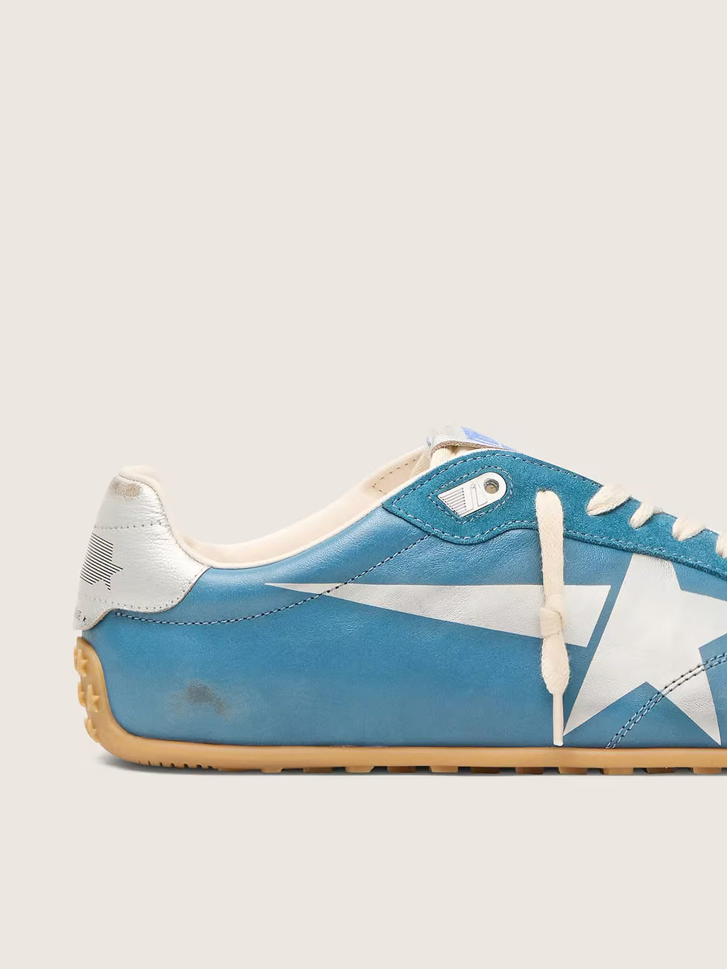 Golden Goose Marathon Speed in blue nappa with printed star and silver leather heel tab