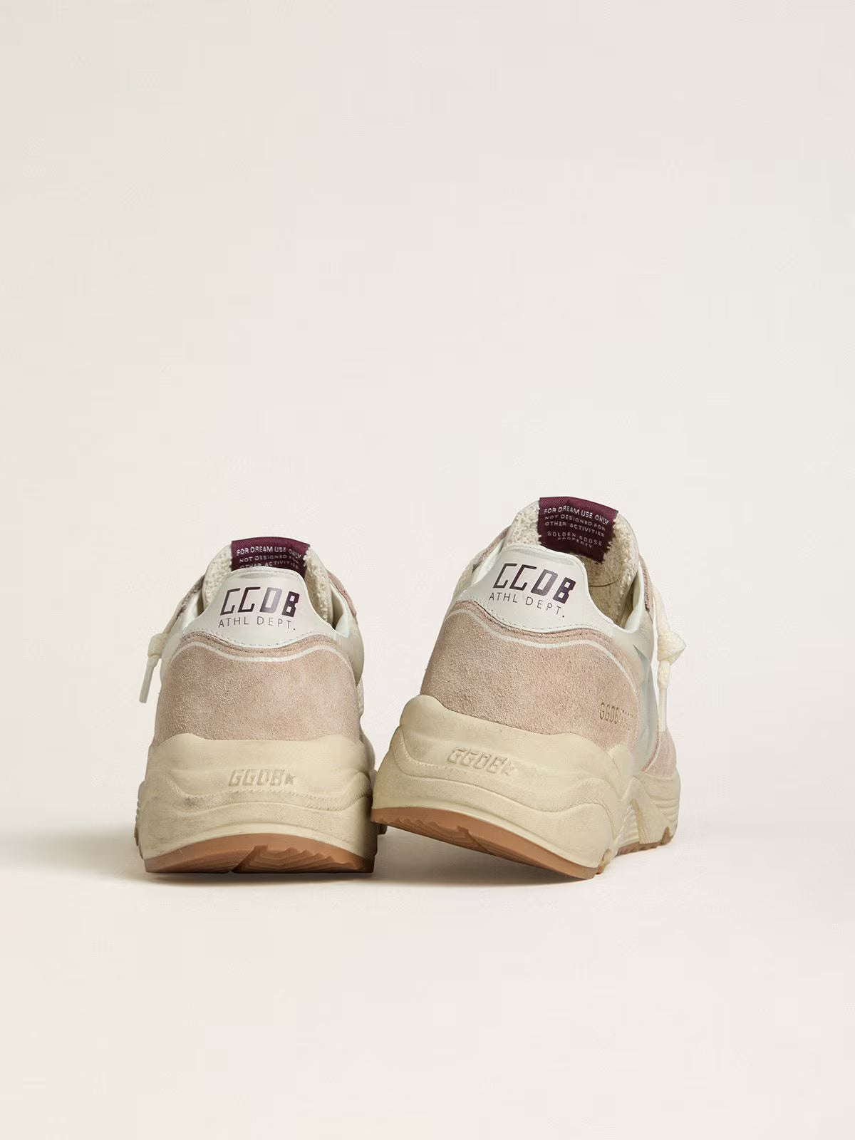 Golden Goose Running Sole in nylon and suede with silver printed star and leather heel tab