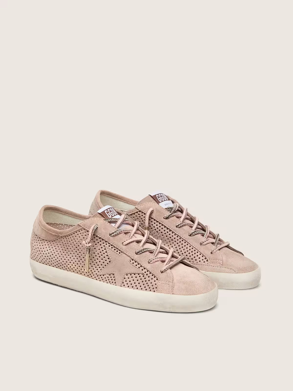 Golden Goose Super-Star LTD in powder-pink perforated suede with tone-on-tone star