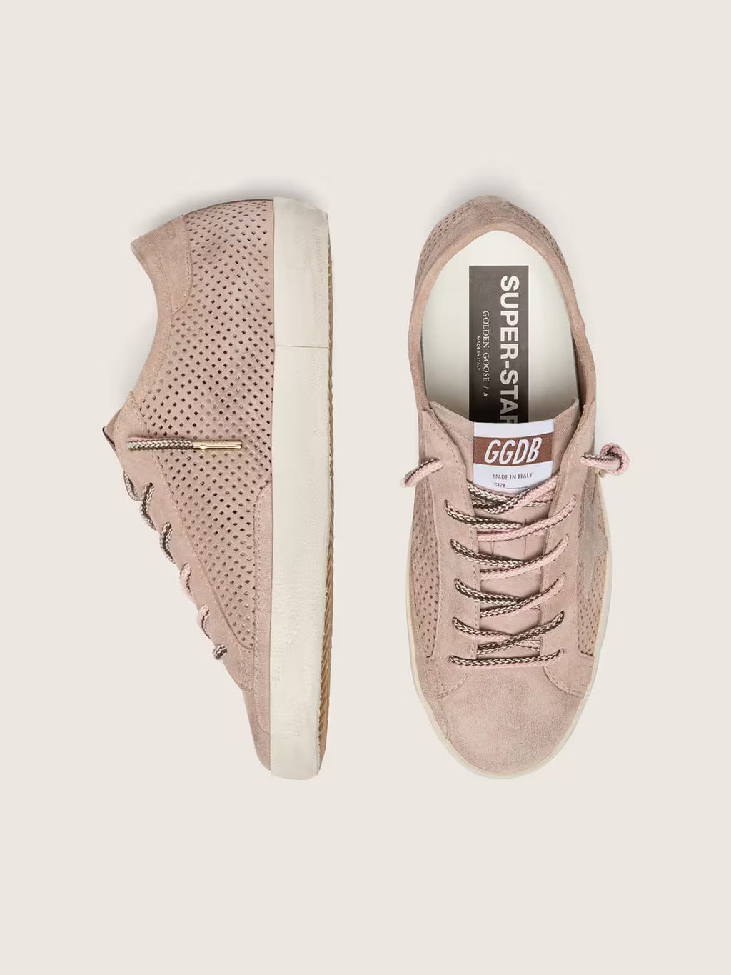 Golden Goose Super-Star LTD in powder-pink perforated suede with tone-on-tone star