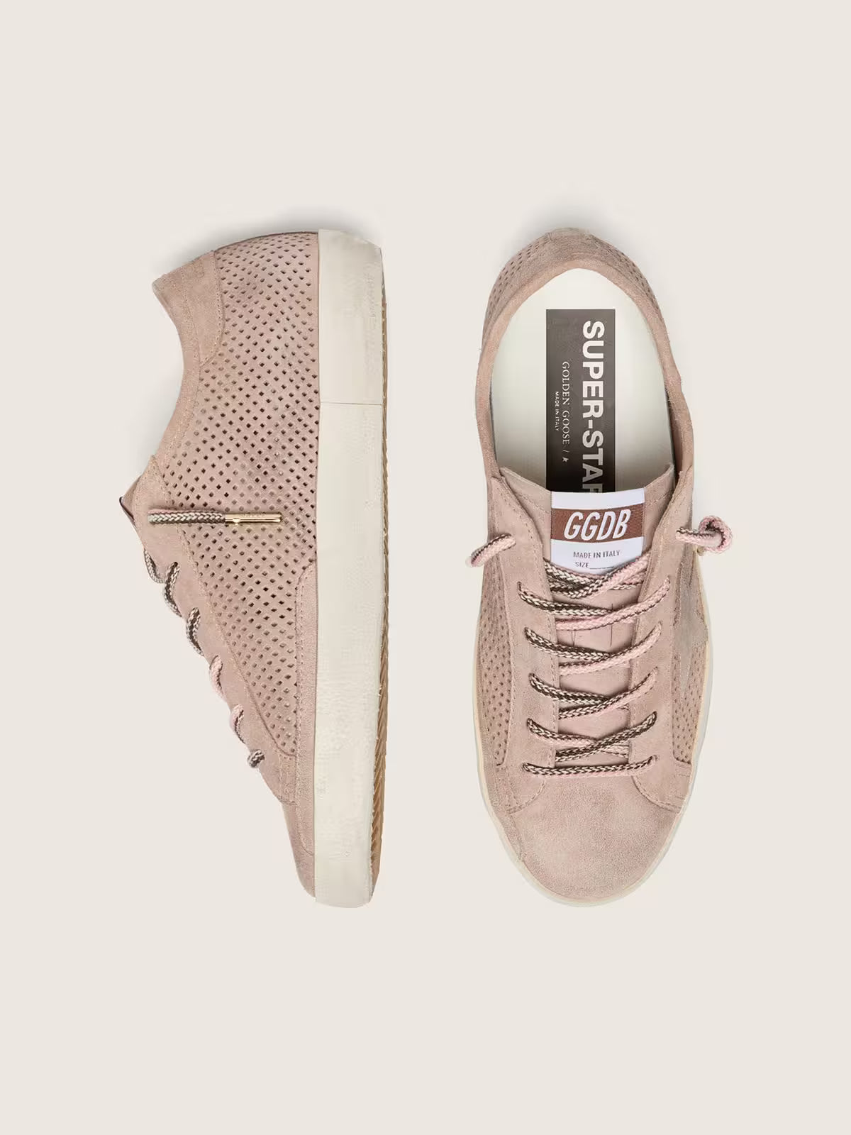 Golden Goose Super-Star LTD in powder-pink perforated suede with tone-on-tone star
