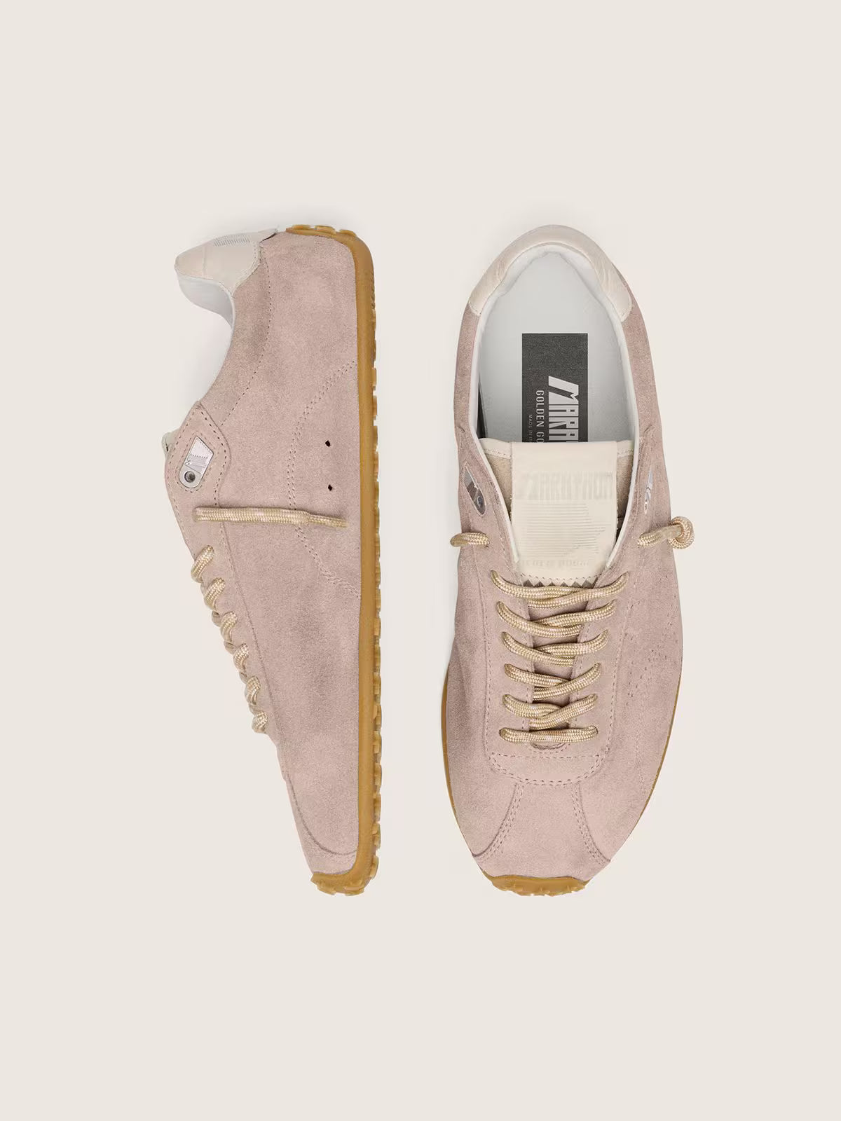 Golden Goose Marathon Speed in pink suede with perforated star and white leather heel tab