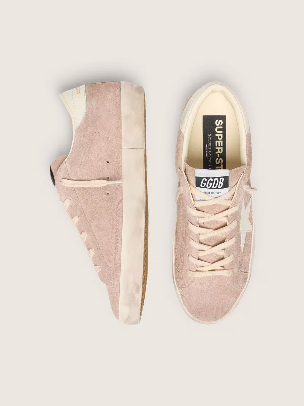 Golden Goose Super-Star in powder-pink suede with white star