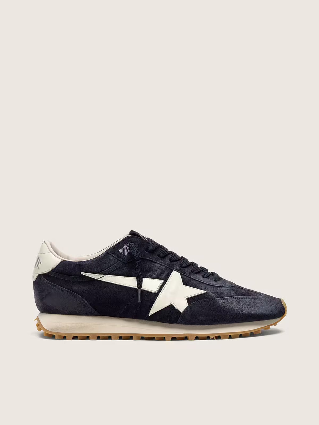 Golden Goose Marathon in blue navy suede with leather star and heel tab