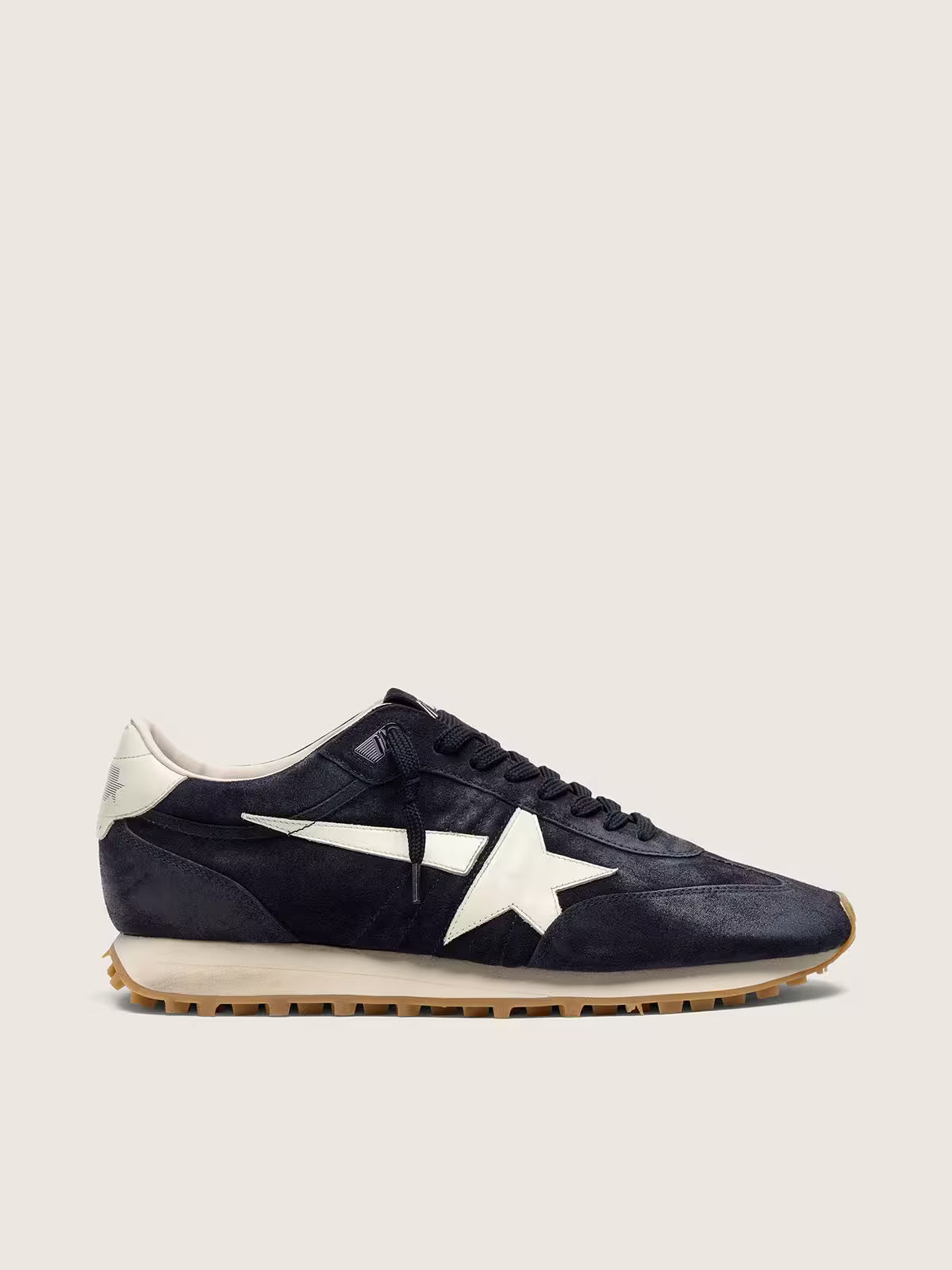 Golden Goose Marathon in blue navy suede with leather star and heel tab