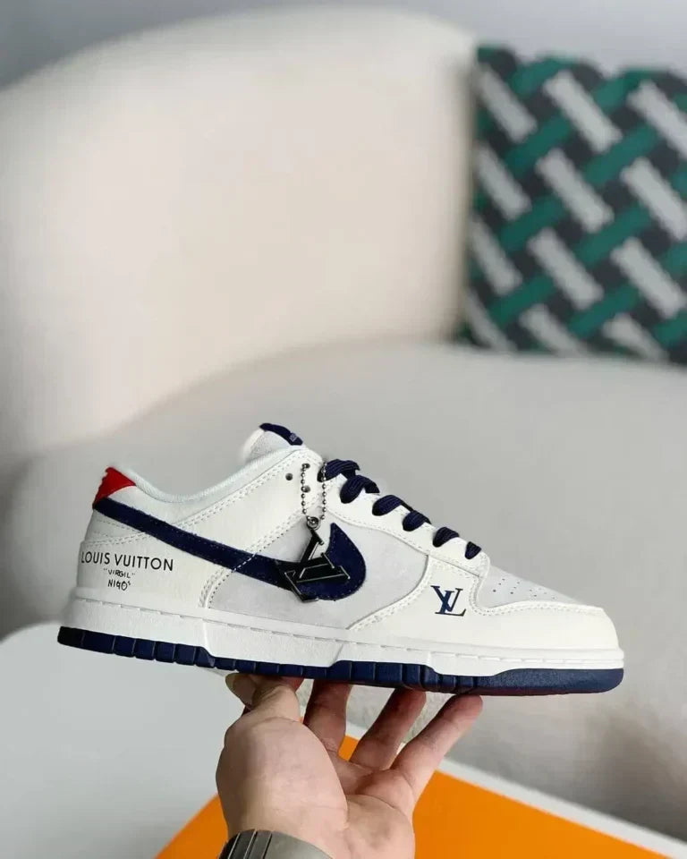 Louis Vuitton x Nike Air Jordan 1 Low 'Deep Blue' (Dunk Low Custom)