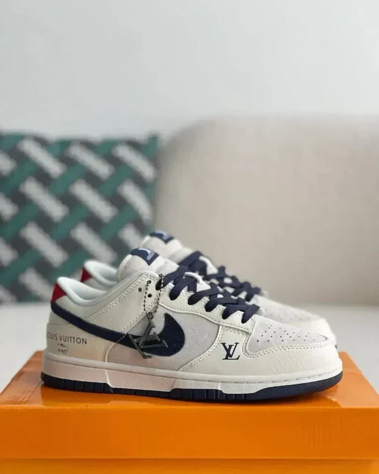 Louis Vuitton x Nike Air Jordan 1 Low 'Deep Blue' (Dunk Low Custom)