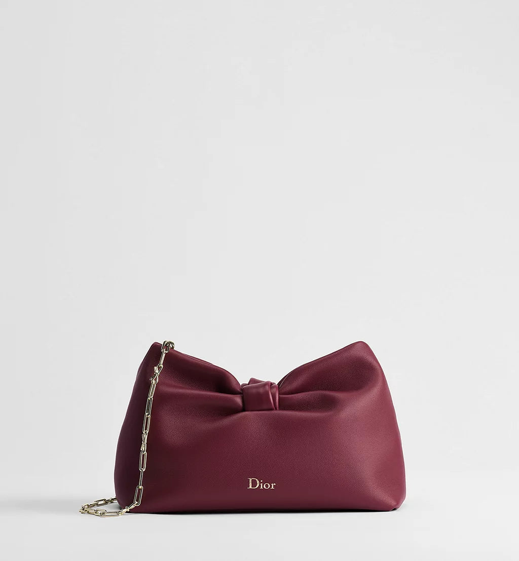 Small Dior Bow Bag Hermitage Red Lambskin