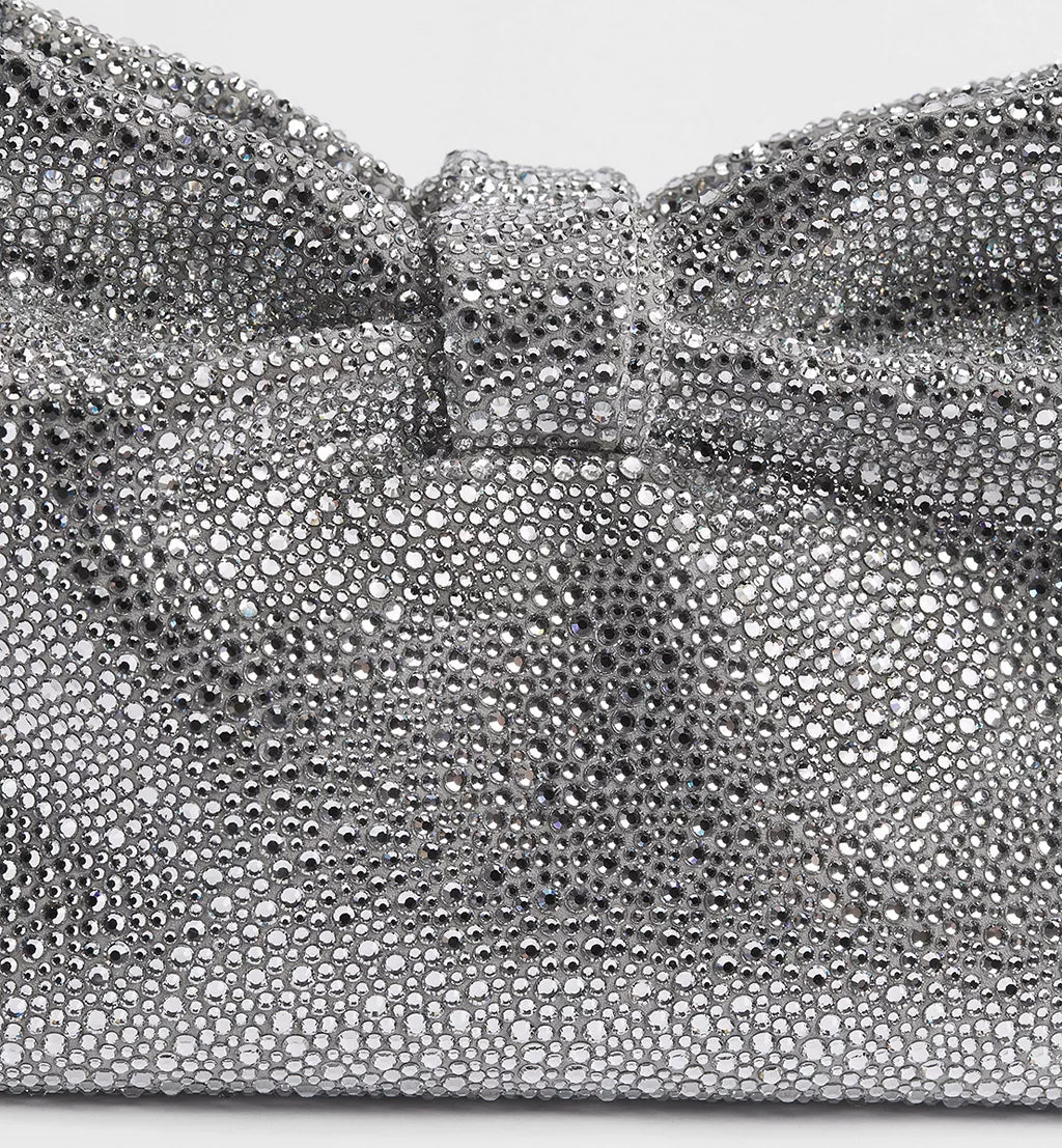 Small Dior Bow Bag Silver-Tone Goatskin and Strass