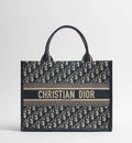 Medium Dior Book Tote Blue Dior Oblique Embroidery and Calfskin