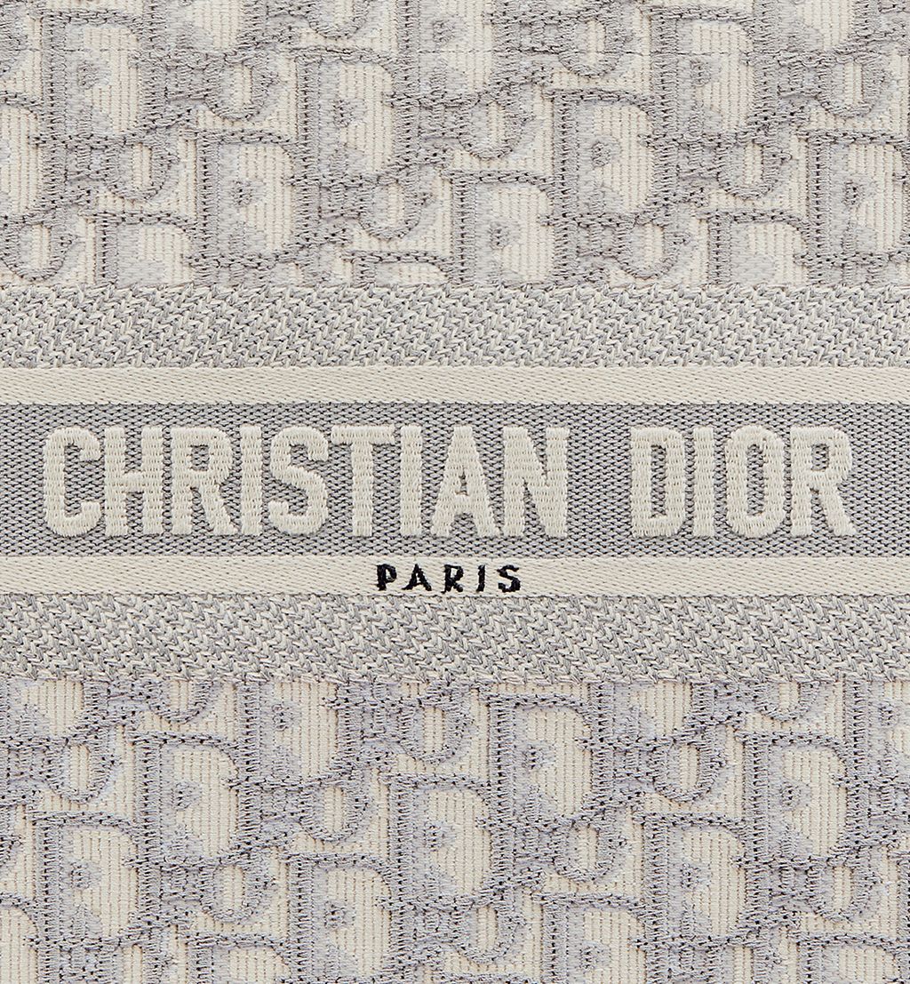 Small Dior Book Tote Gray Dior Oblique Embroidery and Calfskin