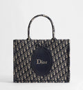 Medium Dior Book Tote with Strap Blue Dior Oblique Jacquard and Embroidered Dior Médaillon