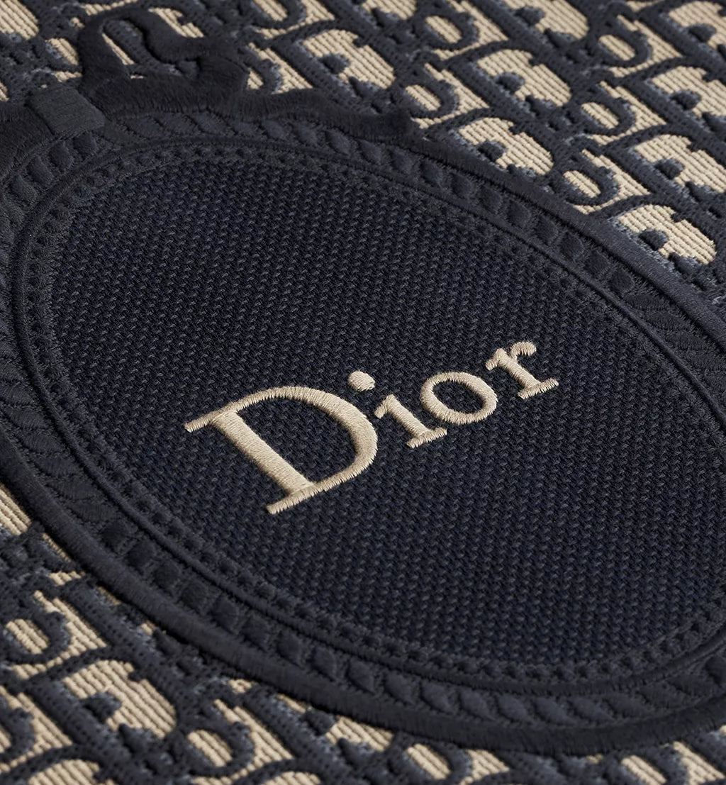 Medium Dior Book Tote with Strap Blue Dior Oblique Jacquard and Embroidered Dior Médaillon