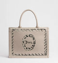Dioriviera Medium Dior Book Tote with Strap Beige Dior Painted Ribbon Embroidery