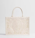 Medium Dior Book Tote with Strap Latte Embroidered Crochet with Dior Médaillon Signature