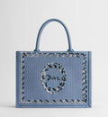 Dioriviera Medium Dior Book Tote with Strap Blue-Greige Dior Painted Ribbon Embroidery