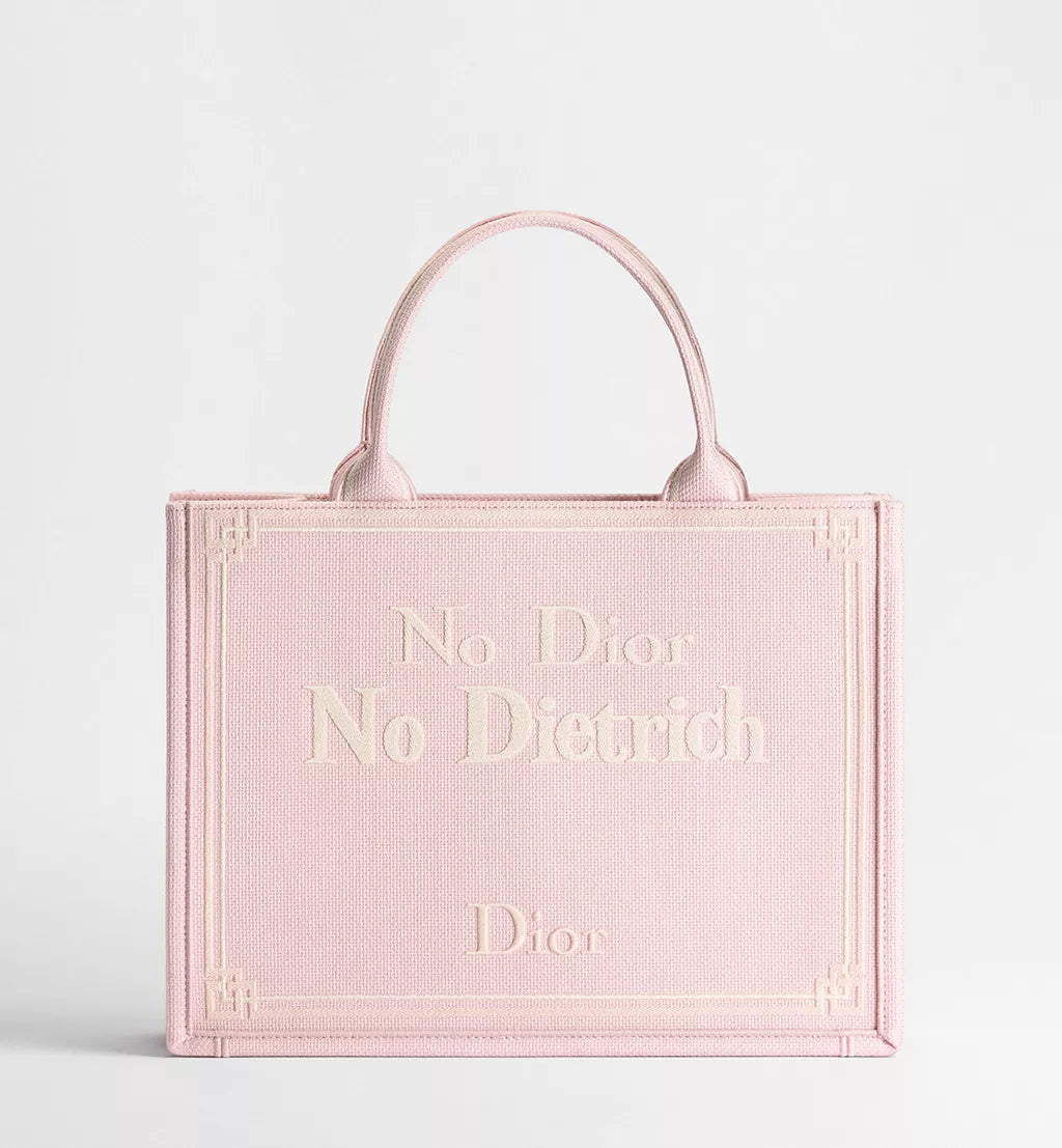 Medium Dior Book Tote with Strap Rose Tendre No Dior No Dietrich Embroidery