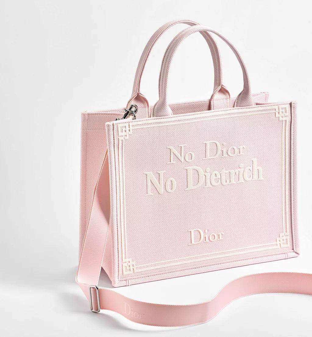 Medium Dior Book Tote with Strap Rose Tendre No Dior No Dietrich Embroidery