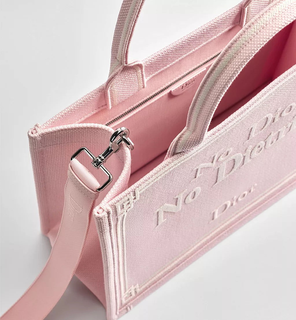 Medium Dior Book Tote with Strap Rose Tendre No Dior No Dietrich Embroidery