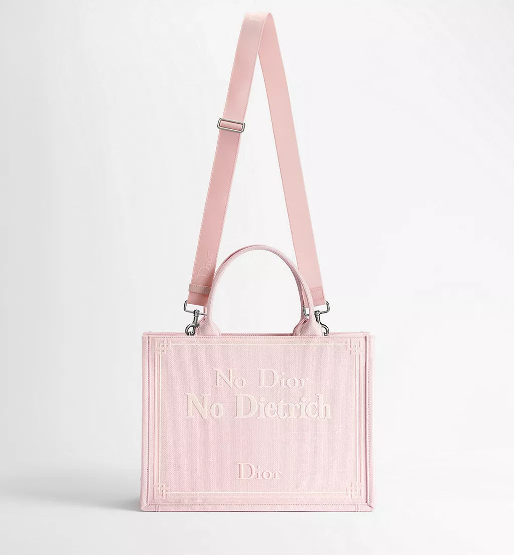 Medium Dior Book Tote with Strap Rose Tendre No Dior No Dietrich Embroidery