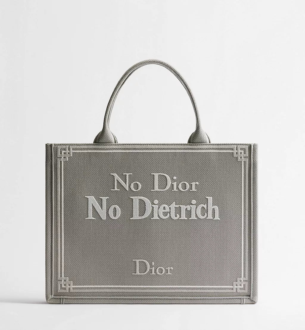 Medium Dior Book Tote with Strap Blue-Greige No Dior No Dietrich Embroidery
