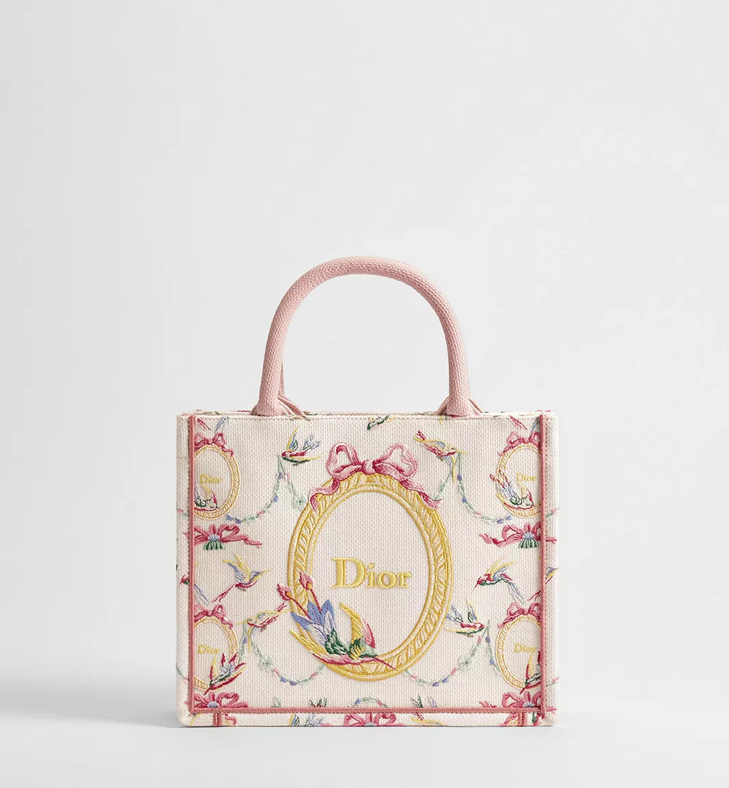 Dior Qixi Small Dior Book Tote with Strap Multicolor Dior Colibri Embroidery and Dior Médaillon