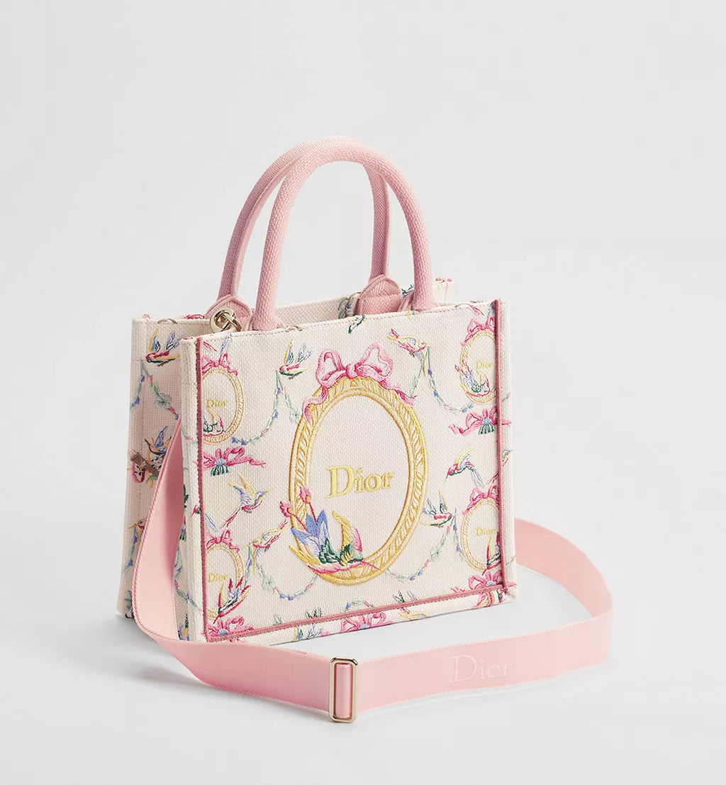Dior Qixi Small Dior Book Tote with Strap Multicolor Dior Colibri Embroidery and Dior Médaillon