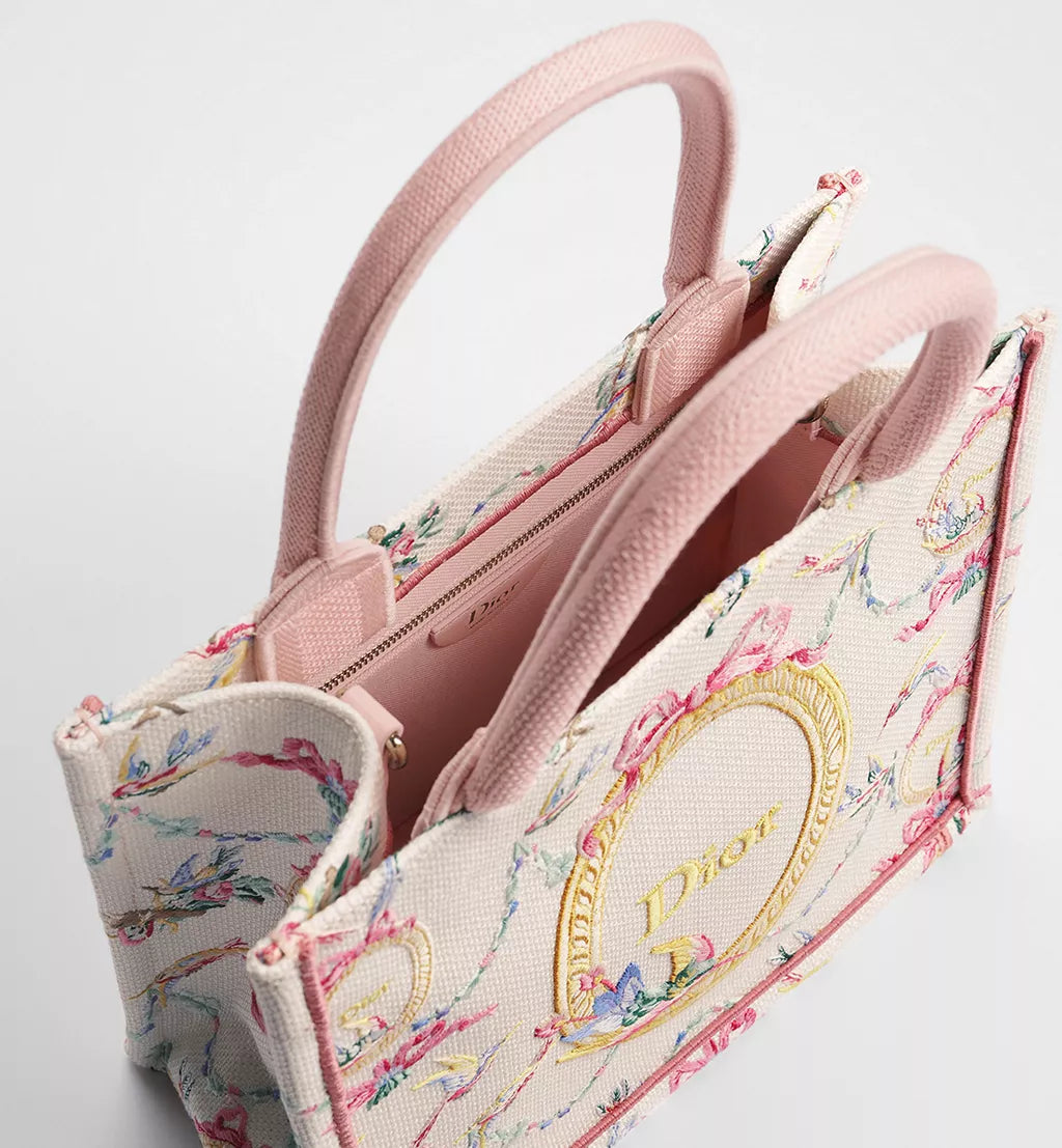 Dior Qixi Small Dior Book Tote with Strap Multicolor Dior Colibri Embroidery and Dior Médaillon