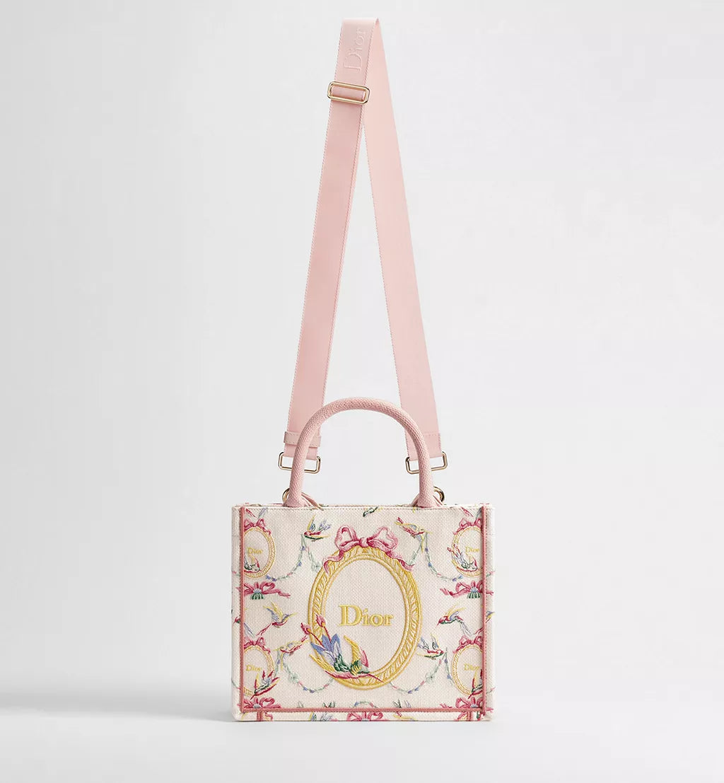 Dior Qixi Small Dior Book Tote with Strap Multicolor Dior Colibri Embroidery and Dior Médaillon
