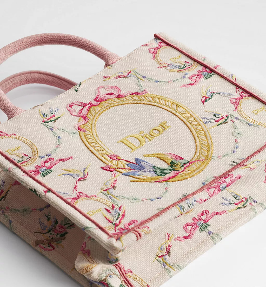 Dior Qixi Small Dior Book Tote with Strap Multicolor Dior Colibri Embroidery and Dior Médaillon