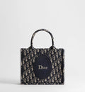 Small Dior Book Tote with Strap Blue Dior Oblique Jacquard and Embroidered Dior Médaillon