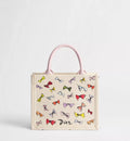 Dioriviera Small Dior Book Tote with Strap Latte Multicolor Dior Bows Embroidery