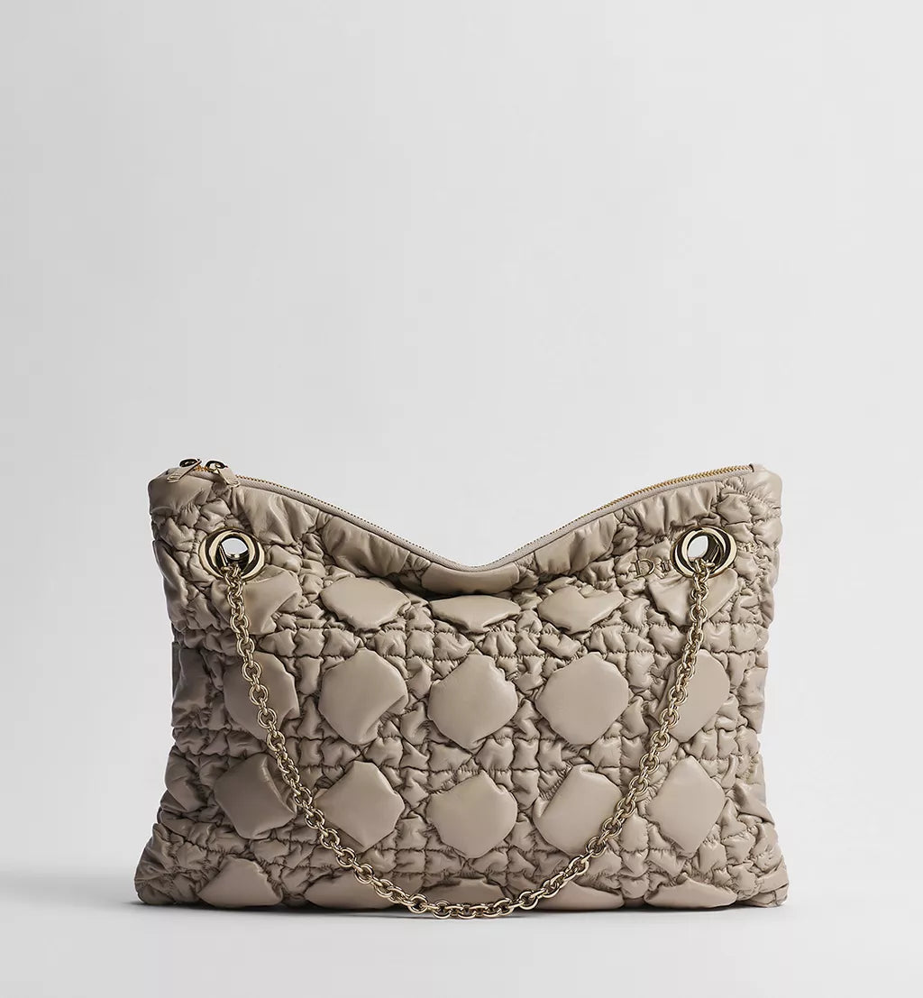 Medium Dior Milly-La-Forêt Bag Sand-Colored Puffy Macrocannage Calfskin